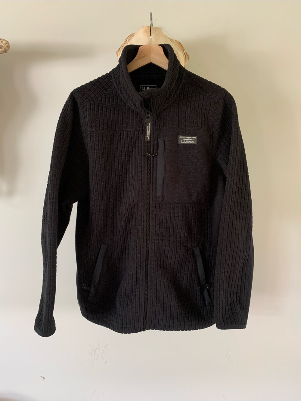 L.L.Bean Black Textured Full-Zip Fleece Jacket